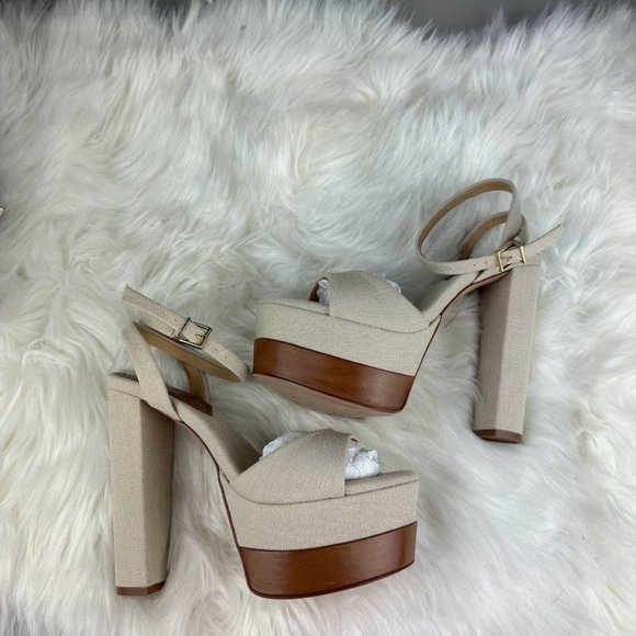 SCHUTZ Cream and Tan Platform Heels - Picture 5 of 8